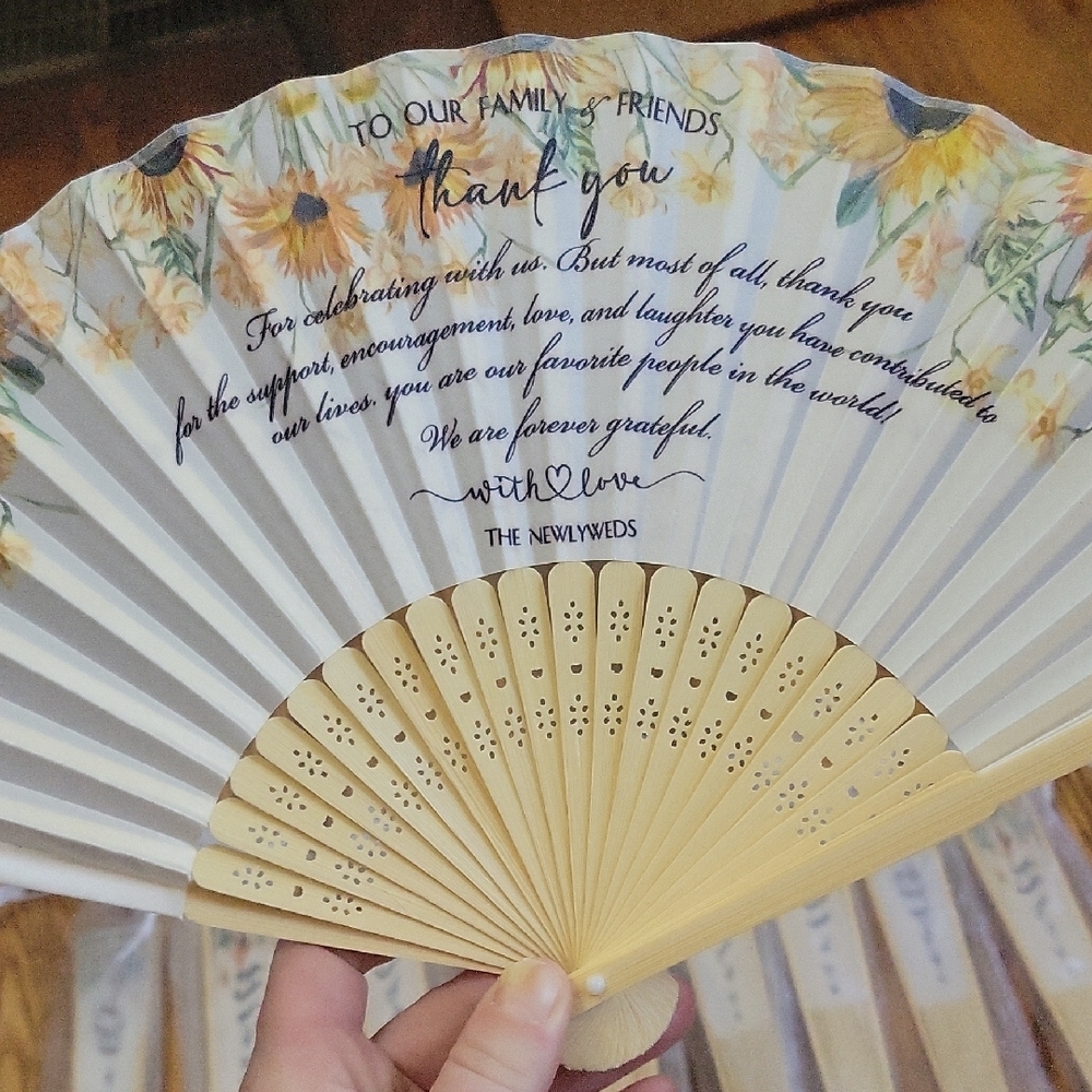 Elegant White sunflower Bamboo Fans - Set of 29